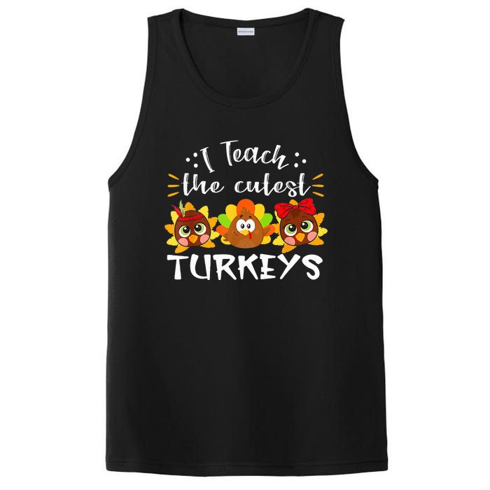 I Teach The Cutest Turkeys Teacher Thanksgiving Fall Season PosiCharge Competitor Tank