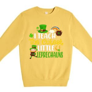 I Teach The Cutest Little Leprechauns Teacher Cute Shamrock Premium Premium Crewneck Sweatshirt