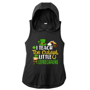 I Teach The Cutest Little Leprechauns Teacher Cute Shamrock Premium Ladies PosiCharge Tri-Blend Wicking Draft Hoodie Tank