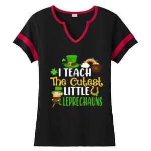 I Teach The Cutest Little Leprechauns Teacher Cute Shamrock Premium Ladies Halftime Notch Neck Tee