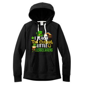 I Teach The Cutest Little Leprechauns Teacher Cute Shamrock Premium Women's Fleece Hoodie