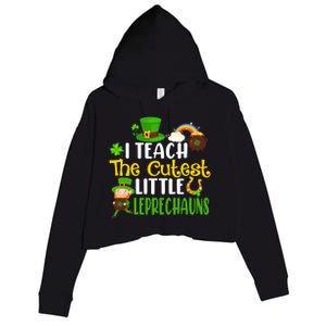 I Teach The Cutest Little Leprechauns Teacher Cute Shamrock Premium Crop Fleece Hoodie