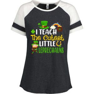 I Teach The Cutest Little Leprechauns Teacher Cute Shamrock Premium Enza Ladies Jersey Colorblock Tee