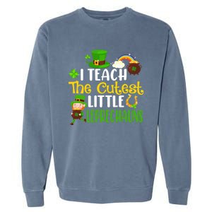 I Teach The Cutest Little Leprechauns Teacher Cute Shamrock Premium Garment-Dyed Sweatshirt