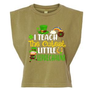 I Teach The Cutest Little Leprechauns Teacher Cute Shamrock Premium Garment-Dyed Women's Muscle Tee