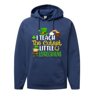 I Teach The Cutest Little Leprechauns Teacher Cute Shamrock Premium Performance Fleece Hoodie