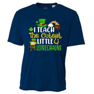 I Teach The Cutest Little Leprechauns Teacher Cute Shamrock Premium Cooling Performance Crew T-Shirt