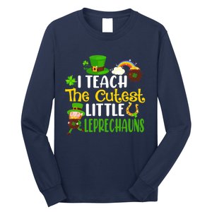 I Teach The Cutest Little Leprechauns Teacher Cute Shamrock Premium Long Sleeve Shirt