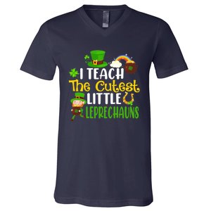 I Teach The Cutest Little Leprechauns Teacher Cute Shamrock Premium V-Neck T-Shirt