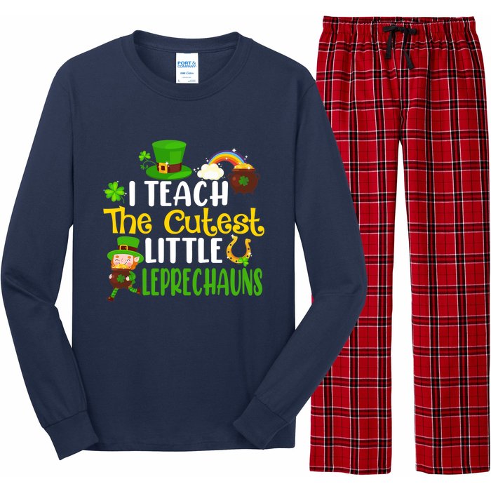 I Teach The Cutest Little Leprechauns Teacher Cute Shamrock Premium Long Sleeve Pajama Set