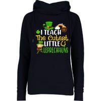 I Teach The Cutest Little Leprechauns Teacher Cute Shamrock Premium Womens Funnel Neck Pullover Hood