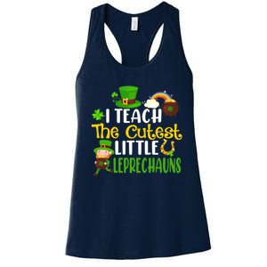 I Teach The Cutest Little Leprechauns Teacher Cute Shamrock Premium Women's Racerback Tank