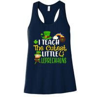 I Teach The Cutest Little Leprechauns Teacher Cute Shamrock Premium Women's Racerback Tank