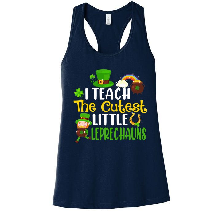 I Teach The Cutest Little Leprechauns Teacher Cute Shamrock Premium Women's Racerback Tank