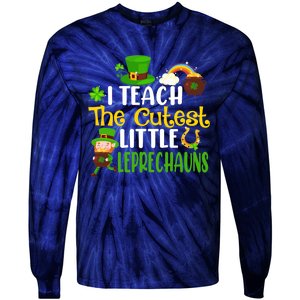 I Teach The Cutest Little Leprechauns Teacher Cute Shamrock Premium Tie-Dye Long Sleeve Shirt