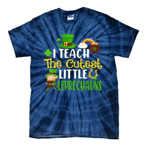 I Teach The Cutest Little Leprechauns Teacher Cute Shamrock Premium Tie-Dye T-Shirt