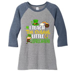 I Teach The Cutest Little Leprechauns Teacher Cute Shamrock Premium Women's Tri-Blend 3/4-Sleeve Raglan Shirt