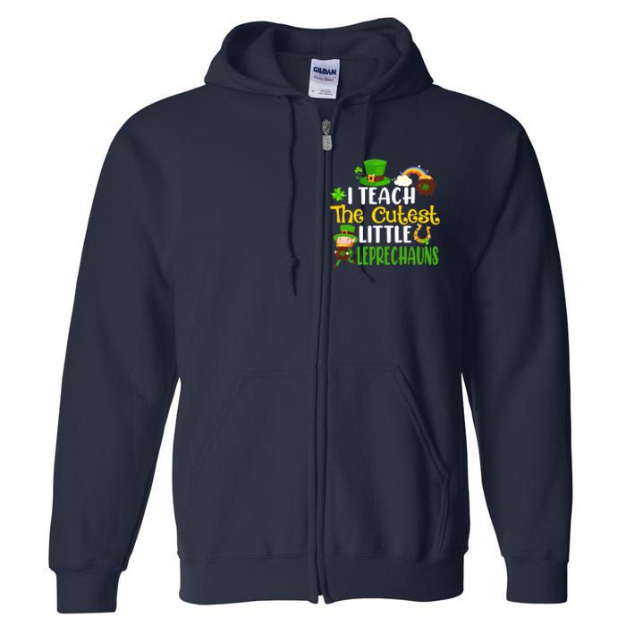 I Teach The Cutest Little Leprechauns Teacher Cute Shamrock Premium Full Zip Hoodie