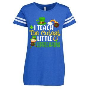 I Teach The Cutest Little Leprechauns Teacher Cute Shamrock Premium Enza Ladies Jersey Football T-Shirt