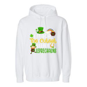 I Teach The Cutest Little Leprechauns Teacher Cute Shamrock Premium Garment-Dyed Fleece Hoodie