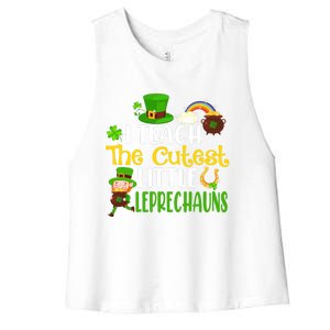 I Teach The Cutest Little Leprechauns Teacher Cute Shamrock Premium Women's Racerback Cropped Tank