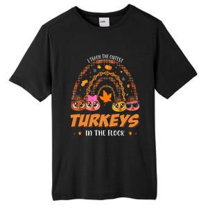 I Teach The Cutest Turkey In The Flock Rainbow Thanksgiving Tall Fusion ChromaSoft Performance T-Shirt