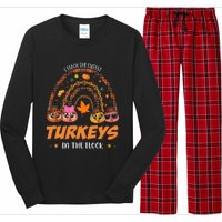 I Teach The Cutest Turkey In The Flock Rainbow Thanksgiving Long Sleeve Pajama Set