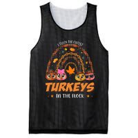 I Teach The Cutest Turkey In The Flock Rainbow Thanksgiving Mesh Reversible Basketball Jersey Tank