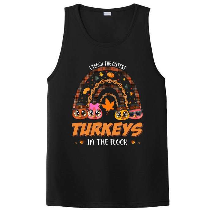 I Teach The Cutest Turkey In The Flock Rainbow Thanksgiving PosiCharge Competitor Tank