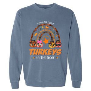 I Teach The Cutest Turkey In The Flock Rainbow Thanksgiving Garment-Dyed Sweatshirt