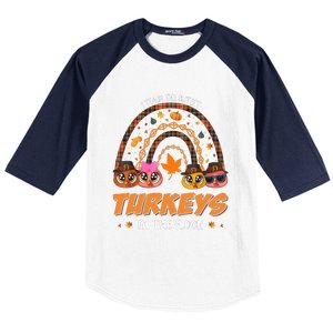 I Teach The Cutest Turkey In The Flock Rainbow Thanksgiving Baseball Sleeve Shirt