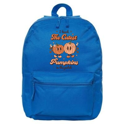 I Teach The Cutest Pumpkins In The Patch Retro Teacher Fall Cool Gift 16 in Basic Backpack