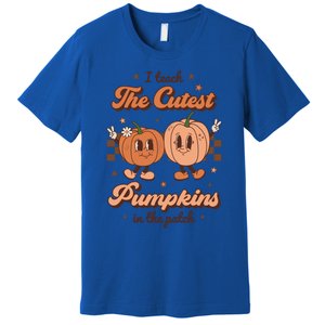 I Teach The Cutest Pumpkins In The Patch Retro Teacher Fall Cool Gift Premium T-Shirt