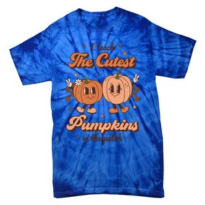 I Teach The Cutest Pumpkins In The Patch Retro Teacher Fall Cool Gift Tie-Dye T-Shirt