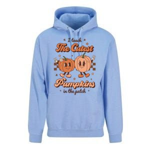 I Teach The Cutest Pumpkins In The Patch Retro Teacher Fall Cool Gift Unisex Surf Hoodie