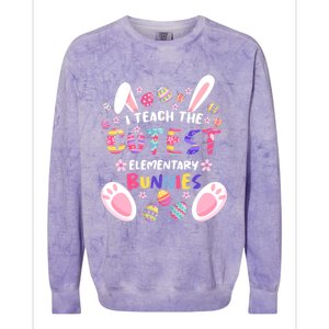 I Teach The Cutest Eletary Bunnies Teacher Easter Day Gift Colorblast Crewneck Sweatshirt