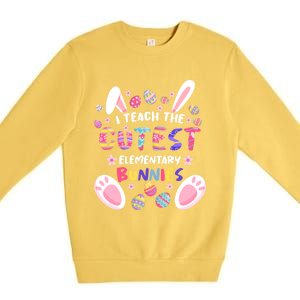 I Teach The Cutest Eletary Bunnies Teacher Easter Day Gift Premium Crewneck Sweatshirt