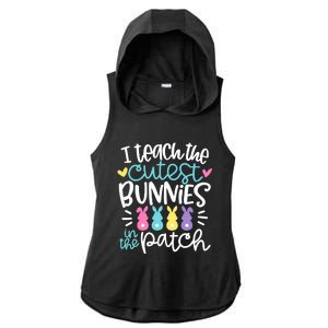 I Teach The Cutest Bunnies In The Patch Easter Teacher Ladies PosiCharge Tri-Blend Wicking Draft Hoodie Tank