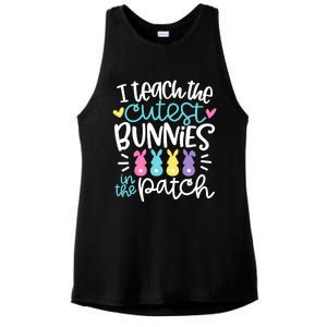 I Teach The Cutest Bunnies In The Patch Easter Teacher Ladies PosiCharge Tri-Blend Wicking Tank