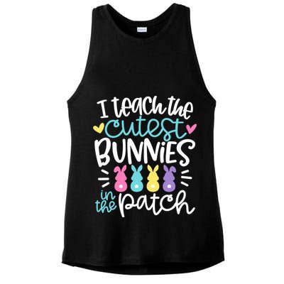 I Teach The Cutest Bunnies In The Patch Easter Teacher Ladies PosiCharge Tri-Blend Wicking Tank