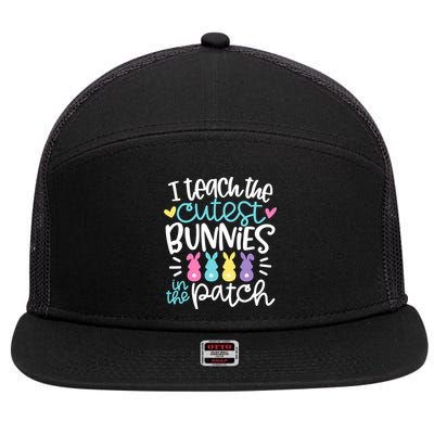 I Teach The Cutest Bunnies In The Patch Easter Teacher 7 Panel Mesh Trucker Snapback Hat