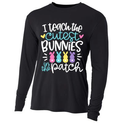 I Teach The Cutest Bunnies In The Patch Easter Teacher Cooling Performance Long Sleeve Crew