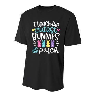 I Teach The Cutest Bunnies In The Patch Easter Teacher Youth Performance Sprint T-Shirt