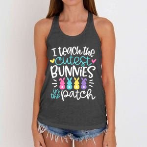 I Teach The Cutest Bunnies In The Patch Easter Teacher Women's Knotted Racerback Tank