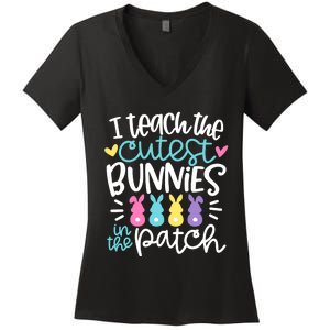 I Teach The Cutest Bunnies In The Patch Easter Teacher Women's V-Neck T-Shirt