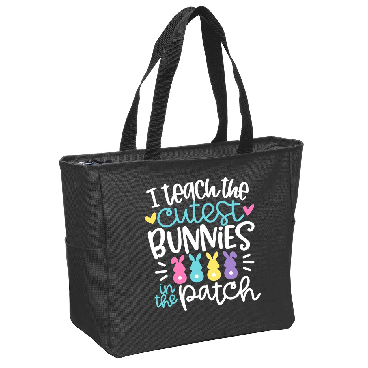I Teach The Cutest Bunnies In The Patch Easter Teacher Zip Tote Bag