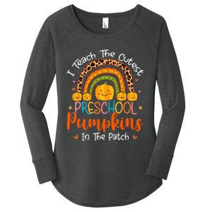 I Teach The Cutest Preschool Pumpkin Teacher Halloween Women's Perfect Tri Tunic Long Sleeve Shirt