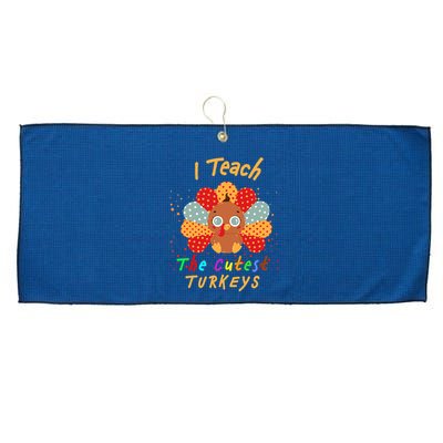 I Teach The Cutest Turkeys Large Microfiber Waffle Golf Towel