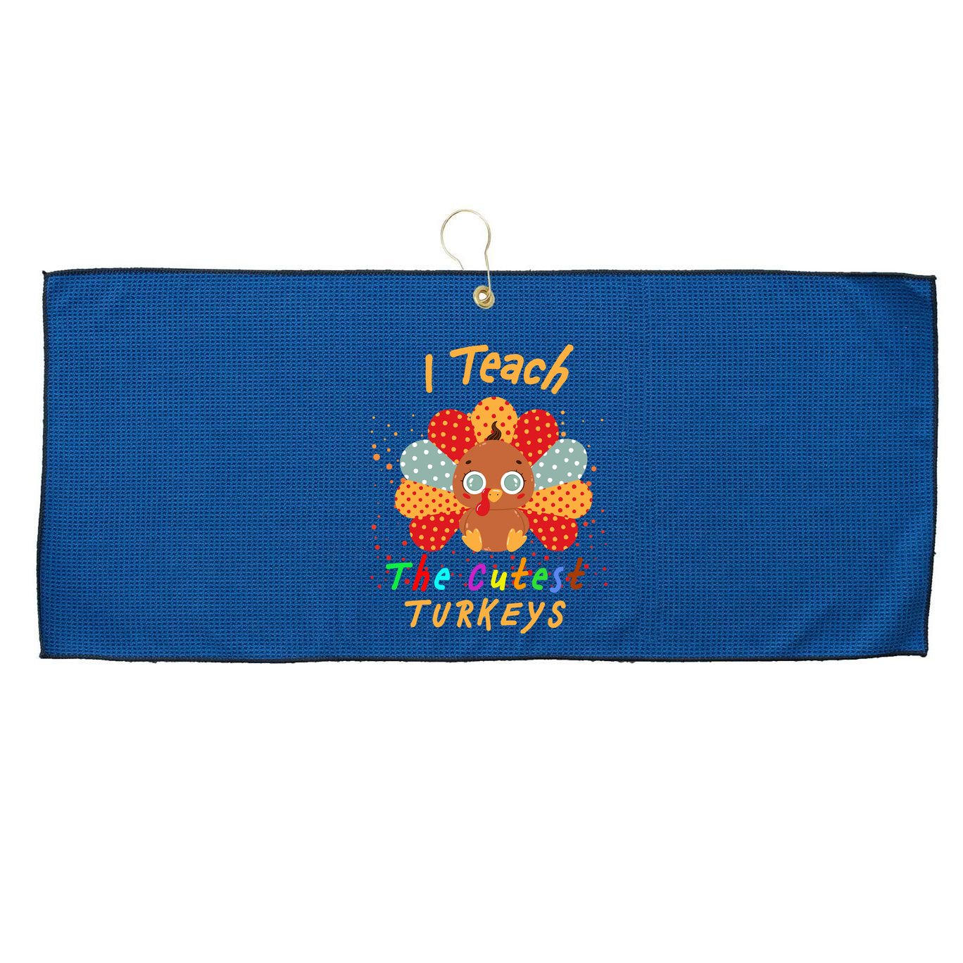 I Teach The Cutest Turkeys Large Microfiber Waffle Golf Towel