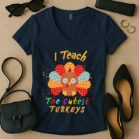 I Teach The Cutest Turkeys Women's V-Neck T-Shirt